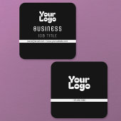 Upload uw Logo | Zwart-wit (bewerkbaar) Vierkante Visitekaartje