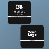 Upload uw Logo | Zwart-wit (bewerkbaar) Vierkante Visitekaartje