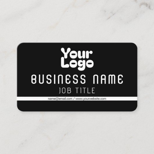 Upload uw Logo | Zwart-wit (bewerkbaar) Visitekaartje (Voorkant)