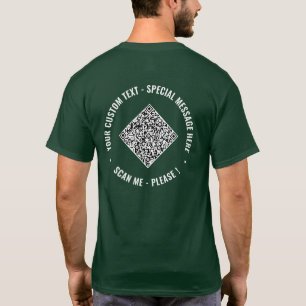 Upload uw QR-code aangepaste tekst T-shirt voorbee