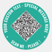 Upload uw QR-code aangepaste tekststickers voorbee Ronde Sticker (Voorkant)