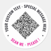 Upload uw QR-code aangepaste tekststickers voorbee Ronde Sticker (Voorkant)