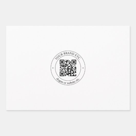Upload uw QR-code & bewerkbare tekst Zwart Wit Inpakpapier Vel (Voorkant 3)