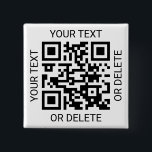 Upload uw QR-code Eenvoudige website of betaalapp Vierkante Button 5,1 Cm<br><div class="desc">Deel elke website of betaalapp met een aangepaste scanbare QR-code vierkante knop. Alle bewoordingen op deze sjabloon zijn eenvoudig te personaliseren of te verwijderen en het afbeelding kan worden vervangen door uw QR-code, logo of foto. De kleuren en lettertypestijlen zijn ook gemakkelijk te wijzigen met de Zazzle-ontwerptool. Promoot een zakelijke...</div>