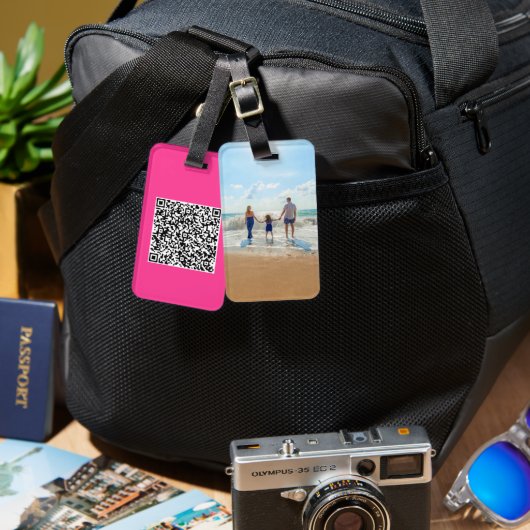 Upload uw QR-code en fotokofferlabel Bagagelabel (Voorkant /achterkant)