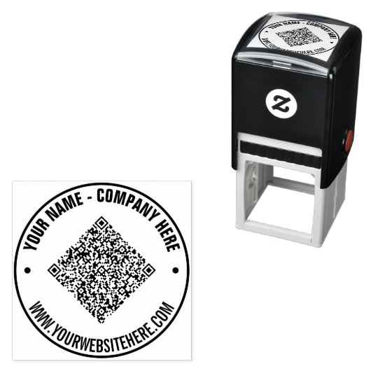 Upload uw QR-code en tekst Rond stempel voorbeeld (In situ)