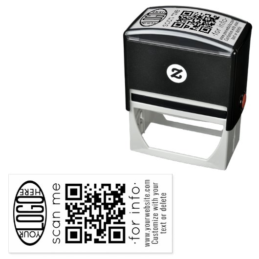 Upload uw QR-code & Logo Modern Promotional Zelfinktende Stempel (In situ)