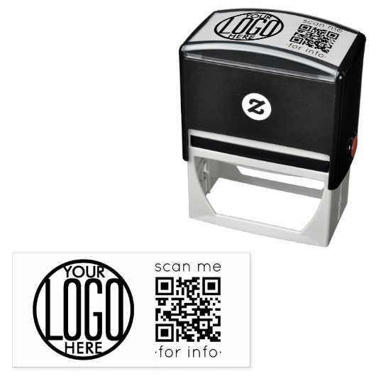 Upload uw QR-code & Logo Simple Scan Me Business Zelfinktende Stempel (In situ)