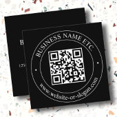 Upload uw QR-code &  tekst | Zwart Vierkante Visitekaartje