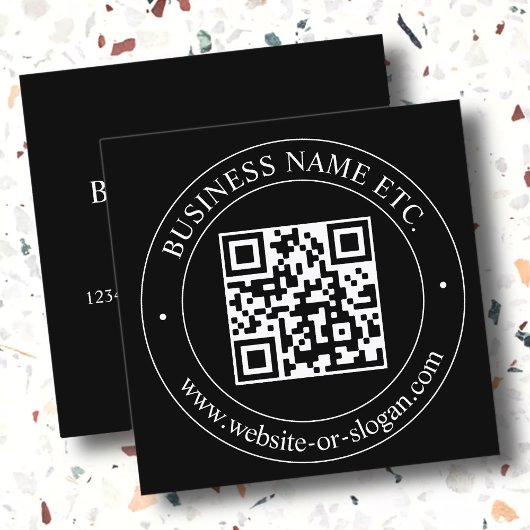 Upload uw QR-code &  tekst | Zwart Vierkante Visitekaartje