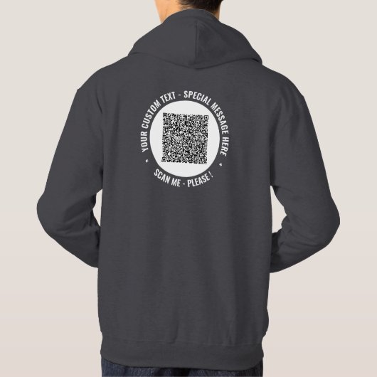 Upload uw QR-code tekstinfo hoodie voorbeeld (Achterkant)