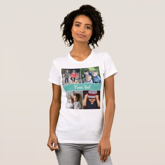 Upload vier foto's en tekst t-shirt (Voorkant volledig)