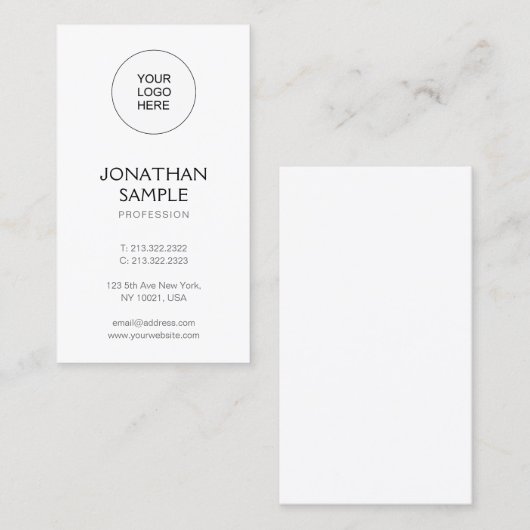 Upload Voeg je Logo Modern Sjabloon toe Verticaal Visitekaartje (Voorkant / Achterkant)