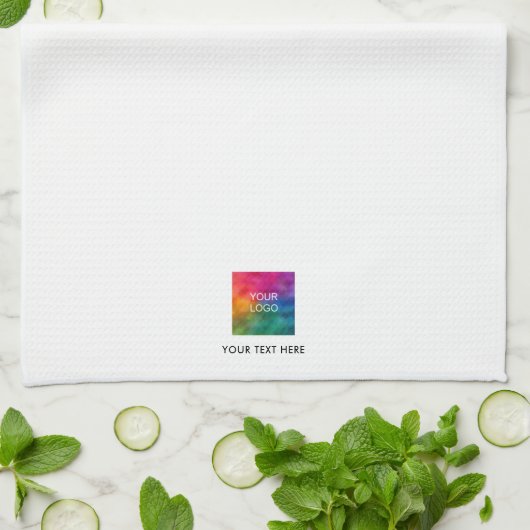 Upload Your Company Logo Custom Text Template Theedoek (Gevouwen)