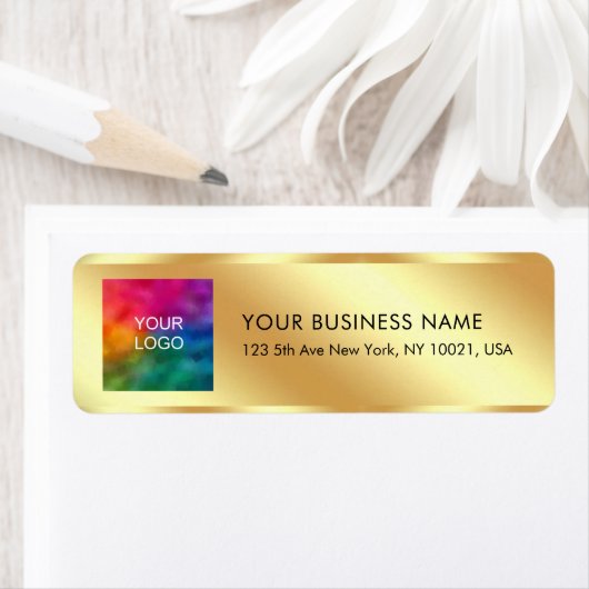 Upload Your Logo Elegant Gold Typography Modern Etiket (Insitu)