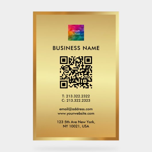 Upload Your Logo Gold Template Promotional QR Code Acryl Bord (Voorkant)