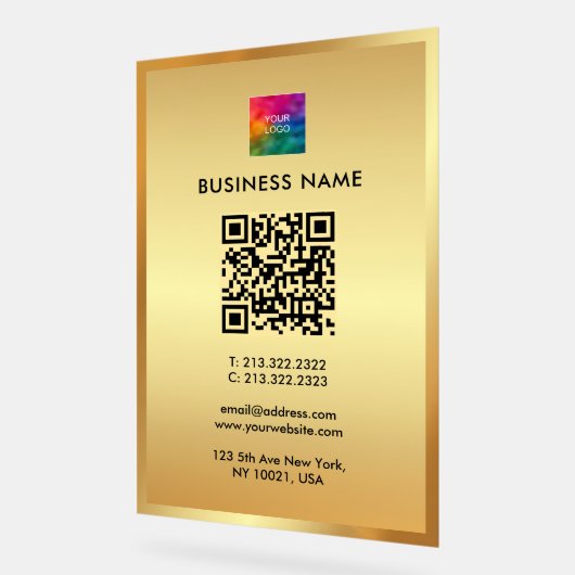 Upload Your Logo Gold Template Promotional QR Code Acryl Bord (Hoek)