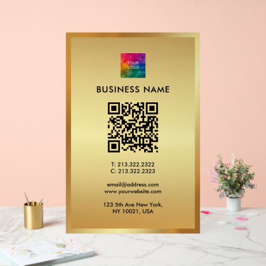 Upload Your Logo Gold Template Promotional QR Code Acryl Bord (Huwelijk)