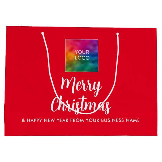 Upload Zakelijk Logo Hier Sjabloon Prettig Kerstfe Groot Cadeauzakje (Achterkant)