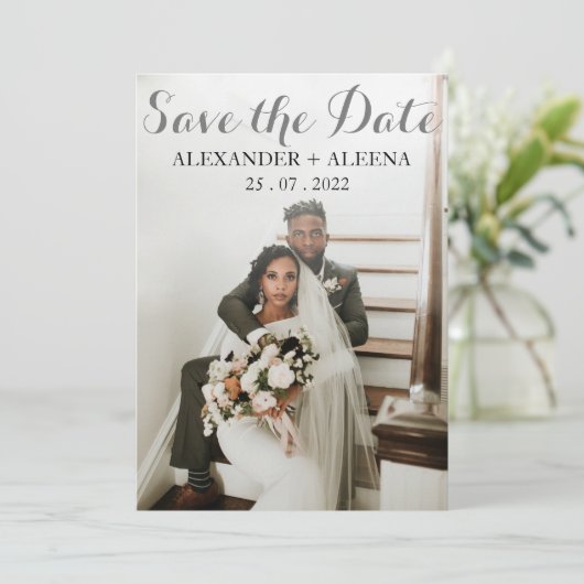 uploadt uw foto sparen de datumkaart aankondiging (Staand voorkant)