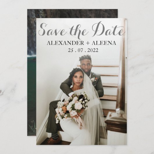 uploadt uw foto sparen de datumkaart aankondiging (Voorkant / Achterkant)