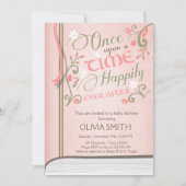 Upon a Time Storybook Baby shower uitnodiging Roze (Voorkant)