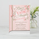 Upon a Time Storybook Baby shower uitnodiging Roze (Staand voorkant)