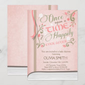 Upon a Time Storybook Baby shower uitnodiging Roze (Voorkant / Achterkant)