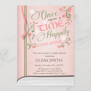 Upon a Time Storybook Baby shower uitnodiging Roze