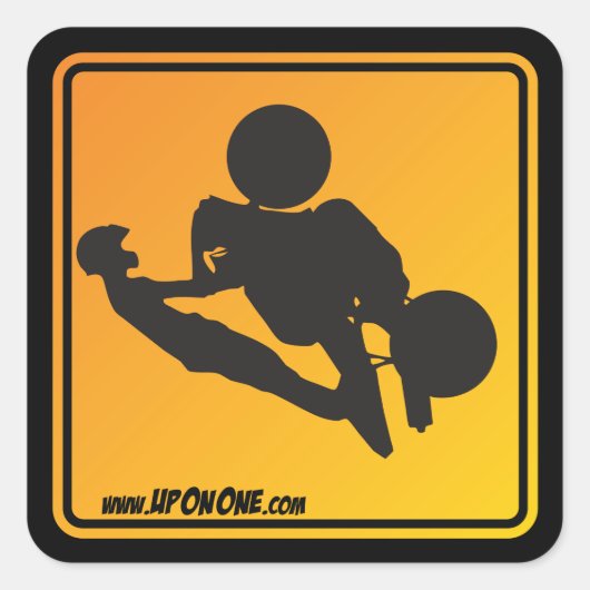 UpOnOne.com Waarschuwing Logo Vierkante Sticker (Voorkant)