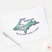 Upper Peninsula Michigamme midden in het niets Ovale Sticker (Envelop)