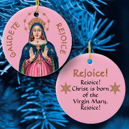 Upper Torso of the BVM on Pink Gaudete Advent Keramisch Ornament