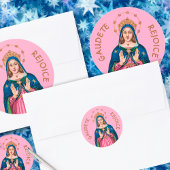 Upper Torso of the BVM on Pink Gaudete Advent Ronde Sticker