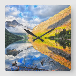 Upper Two Medicine Lake op Sunrise Vierkante Klok