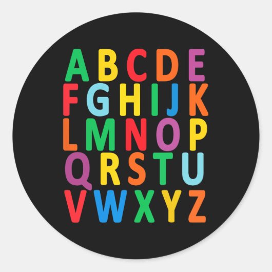 Uppercase Letters Alphabet Learn Abc Boy Girl Kids Ronde Sticker (Voorkant)