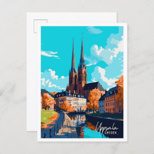 Uppsala Zweden Kunst Vintage Reizen Illustratie Briefkaart