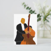 Upright basspeler met een basenschilderij briefkaart (Staand voorkant)