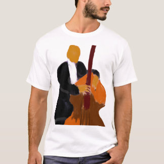 Upright basspeler, volledig lichaam zwart pak t-shirt