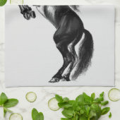 Upright Black Horse Kitchen Towel Jouw tekst Name Theedoek (Gevouwen)