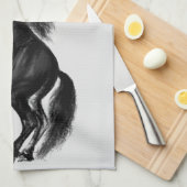 Upright Black Horse Kitchen Towel Jouw tekst Name Theedoek (Quarter Fold)