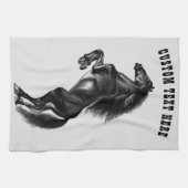 Upright Black Horse Kitchen Towel Jouw tekst Name Theedoek (Horizontaal)