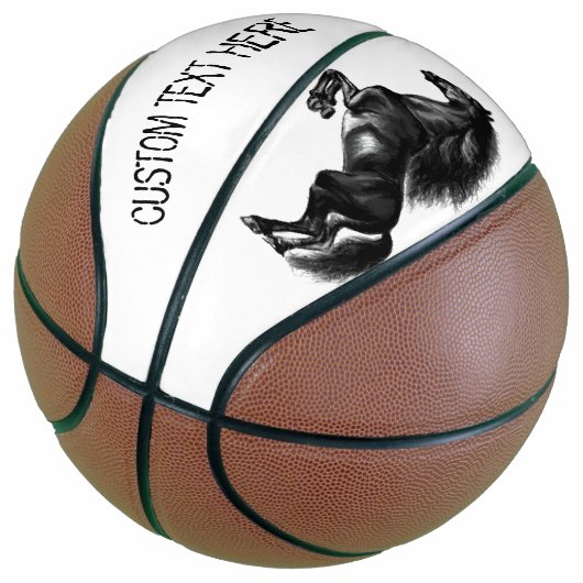 Upright Black Wild Horse Basketball - aangepaste t Basketbal (Schuin)