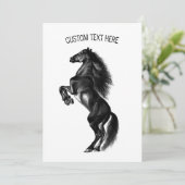 Upright Black Wild Horse - Black and White Tekenin (Staand voorkant)