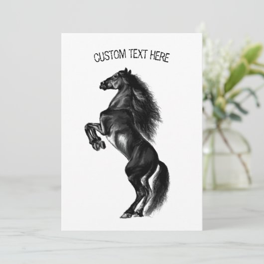 Upright Black Wild Horse - Black and White Tekenin (Staand voorkant)