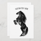 Upright Black Wild Horse - Black and White Tekenin (Voorkant / Achterkant)
