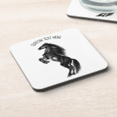 Upright Black Wild Horse - Black and White Tekenin Bier Onderzetter (Linkerzijde)