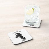 Upright Black Wild Horse - Black and White Tekenin Bier Onderzetter (Rechterzijde)