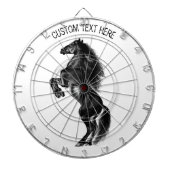 Upright Black Wild Horse - Black and White Tekenin Dartbord (Voorkant)