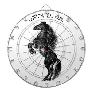 Upright Black Wild Horse - Black and White Tekenin Dartbord