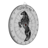 Upright Black Wild Horse - Black and White Tekenin Dartbord (Voorkant Links)